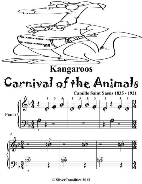 Camille Saint Saens, Silver Tonalities - Kangaroos Carnival of the Animals - Beginner Piano Sheet Music Tadpole Edition, E-bok