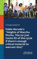 A Study Guide for Pablo Neruda's &quot;Heights of Macchu Picchu, The (or Just Canto XII of This Cycle If There's Enough Critical Material to Warrant This)&quot;