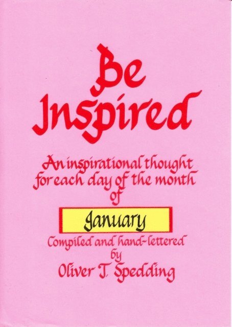 Oliver T. Spedding - Be Inspired - January, E-bok. Tillgänglighet: Lägg i varukorg