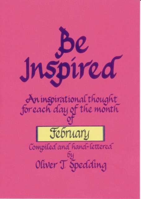 Oliver T. Spedding - Be Inspired - February, E-bok. Tillgänglighet: Lägg i varukorg
