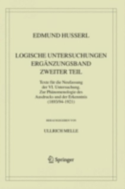 Edmund Husserl, Ullrich Melle - Logische Untersuchungen. Ergänzungsband. Zweiter Teil., E-bok