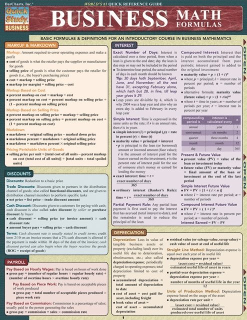 Inc. BarCharts Publishing - Business Math Formulas, E-bok