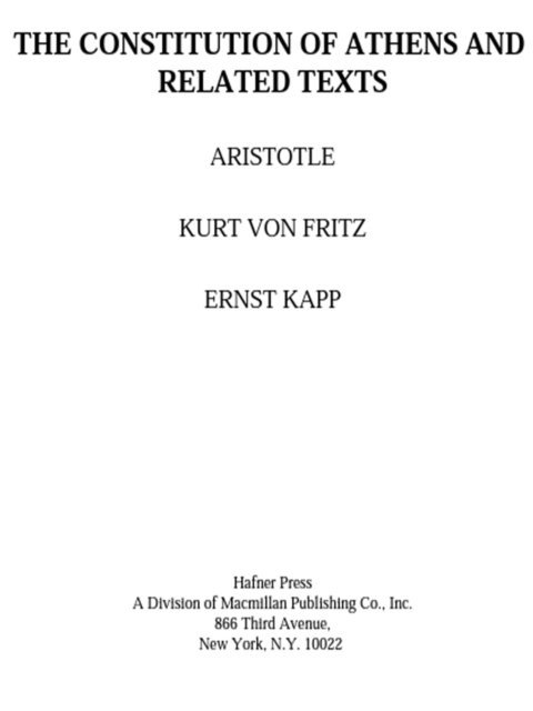Aristotle - Constitution of Athens and Related Texts, E-bok