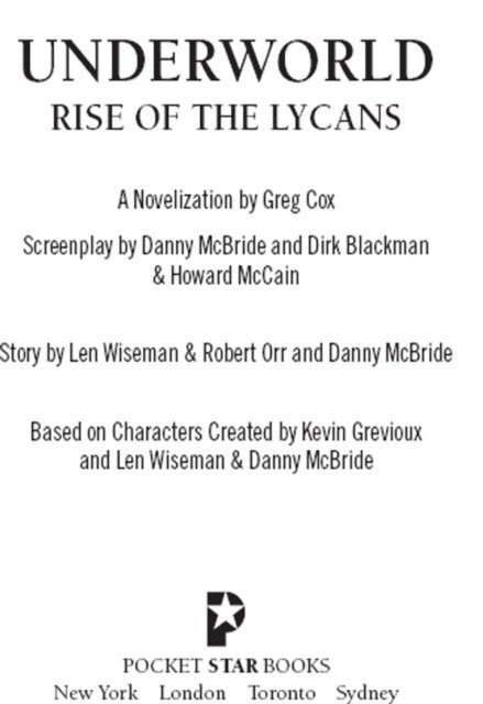 Greg Cox - Underworld: Rise of the Lycans, E-bok