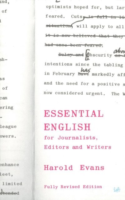 Crawford Gillan, Harold Evans - Essential English for Journalists, Editors and Writers, E-bok