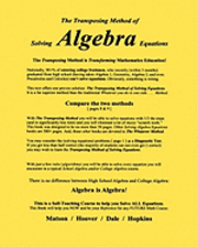 Hoover, Dale - The Transposing Method of Solving ALGEBRA Equations: The Transposing Method is Transforming Mathematics Education, Häftad. Tillgänglighet: Lägg i varukorg