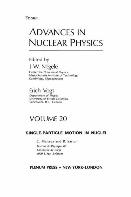 Erich W. Vogt, J.W. Negele - Advances in Nuclear Physics, E-bok