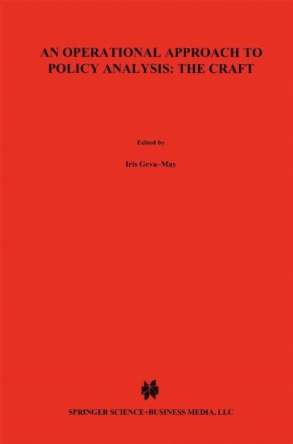 Iris Geva-May - Operational Approach to Policy Analysis: The Craft, E-bok