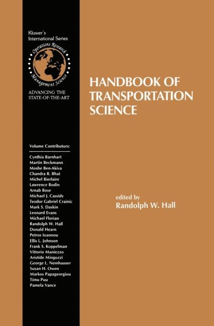 Randolph Hall - Handbook of Transportation Science, E-bok. Tillgänglighet: Lägg i varukorg