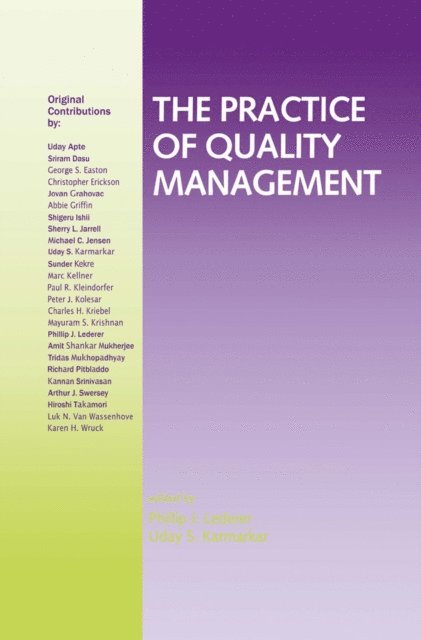 Uday S. Karmarkar, Phillip J. Lederer - Practice of Quality Management, E-bok