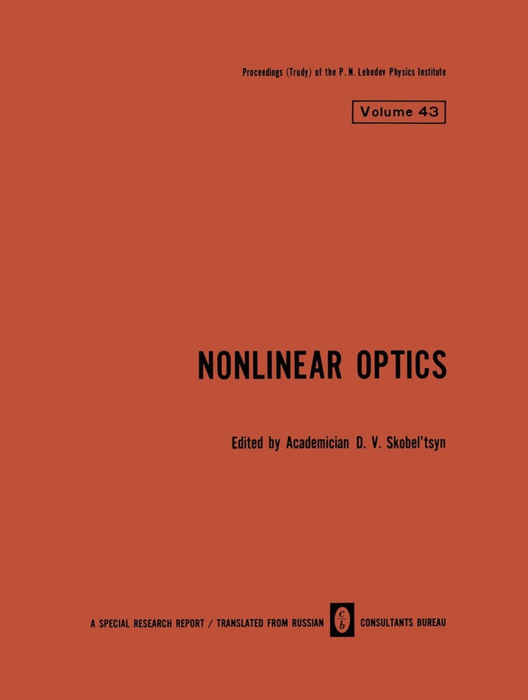 D. V. Skobel tsyn - Nonlinear Optics, Häftad