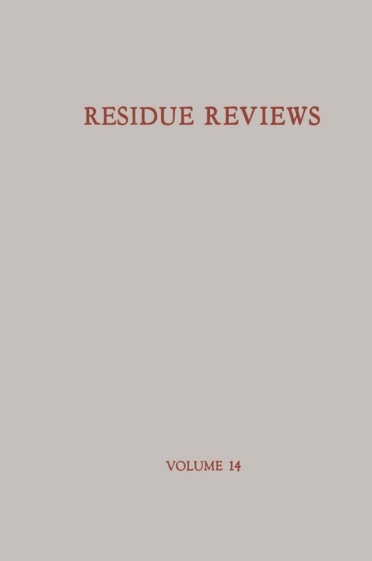 Francis A. Gunther - Residue Reviews / Rückstands-Berichte, Häftad