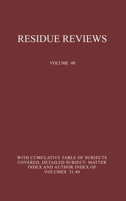 Jane Davies Gunther, Francis A. Gunther - Residue Reviews, E-bok