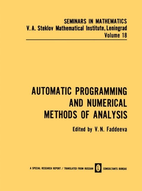 V. N. Faddeeva - Automatic Programming and Numerical Methods of Analysis, E-bok