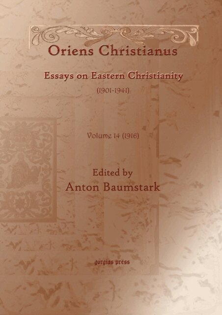 Anton Baumstark - Oriens Christianus (1901-1941), E-bok
