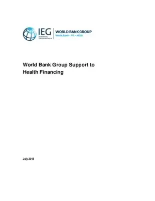 World Bank Group - World Bank Group Support to Health Financing, Häftad. Tillgänglighet: Tillfälligt slut