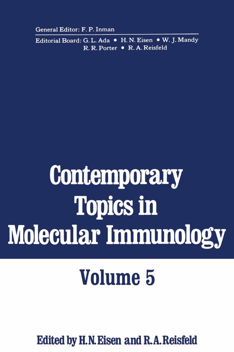 H. Eisen - Contemporary Topics in Molecular Immunology, Häftad. Tillgänglighet: Lägg i varukorg