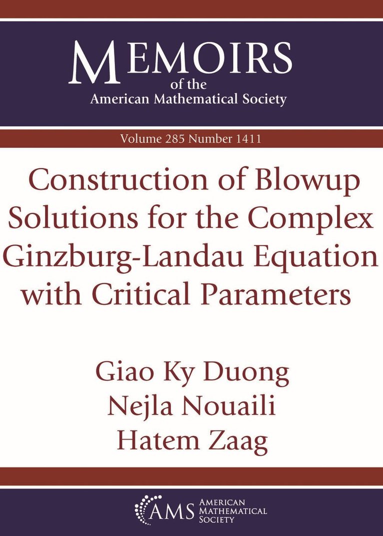 Giao Ky Duong, Nejla Nouaili, Hatem Zaag - Construction of Blowup Solutions for the Complex Ginzburg-Landau Equation with Critical Parameters, Häftad