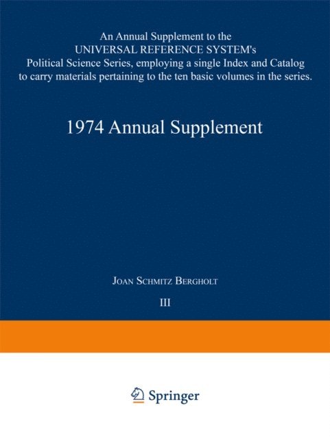 Joan Schmitz Bergholt - 1974 Annual Supplement, E-bok