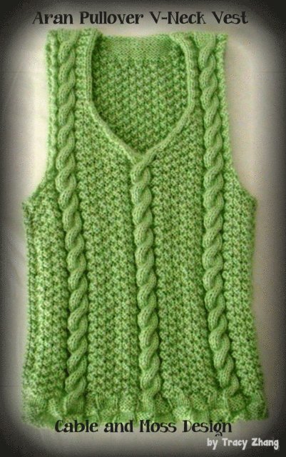 Tracy Zhang - Aran Pullover V-Neck Vest Moss and Cable Design, E-bok. Tillgänglighet: Lägg i varukorg