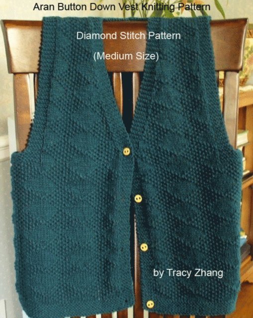 Tracy Zhang - Aran Button Down Vest Knitting Pattern Diamond Stitch Pattern, E-bok. Tillgänglighet: Lägg i varukorg