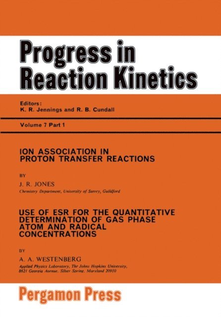 A. A. Westenberg, J R Jones, R. B. Cundall, K. R. Jennings - Ion Association in Proton Transfer Reactions, E-bok