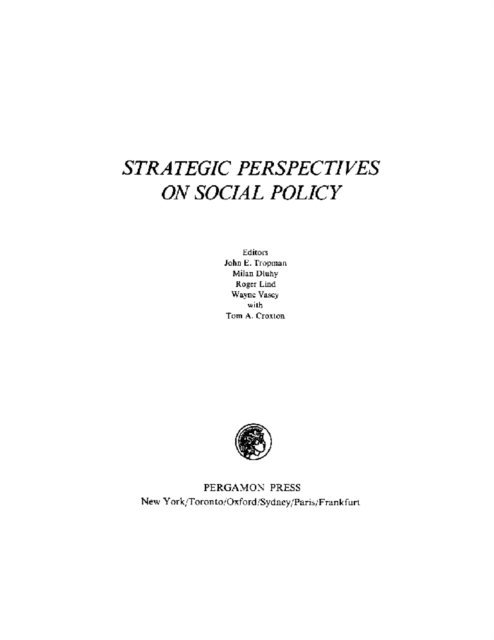 Roger Lind, Milan Dluhy, John E. Tropman - Strategic Perspectives on Social Policy, E-bok