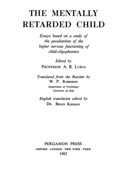 A. R. Luria - Mentally Retarded Child, E-bok