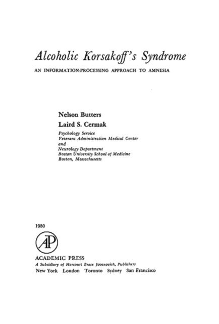 Laird S. Cermak, Nelson Butters - Alcoholic Korsakoff's Syndrome, E-bok