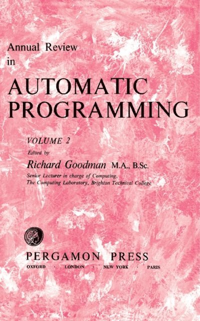 Richard Goodman - Annual Review in Automatic Programming, E-bok