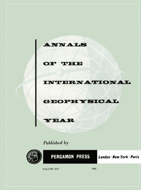 C. M. Minnis, W. J. G. Beynon - Tables of IGY Monthly Median Ionospheric Data, E-bok