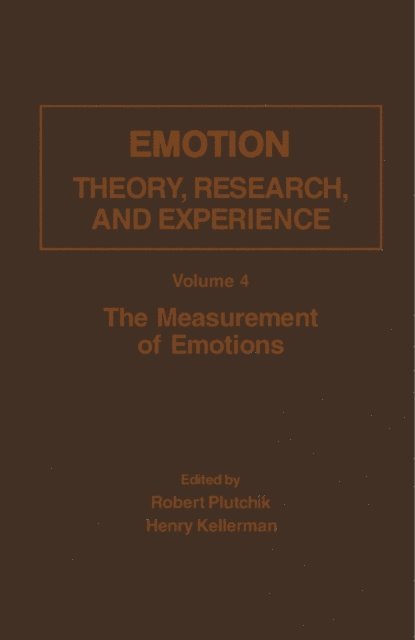 Henry Kellerman, Robert Plutchik - Measurement of Emotions, E-bok