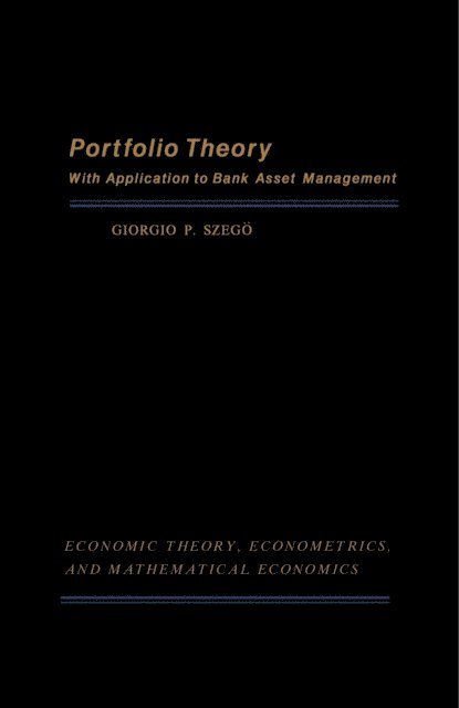 Giorgio P. Szego, Karl Shell - Portfolio Theory, E-bok