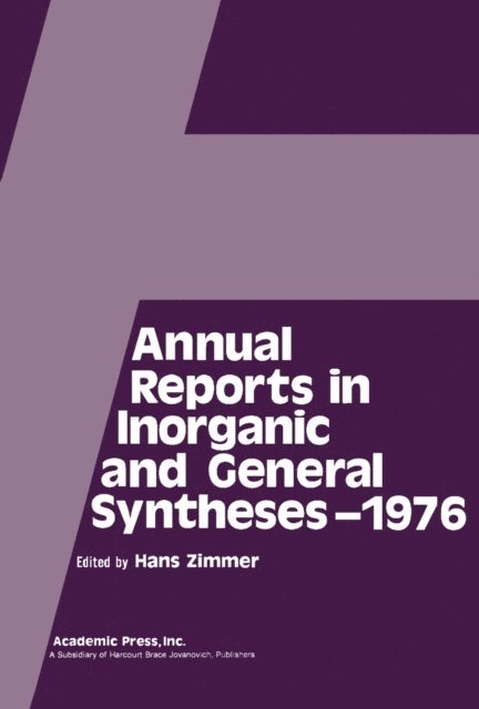 Hans Zimmer - Annual Reports in Inorganic and General Syntheses-1976, E-bok