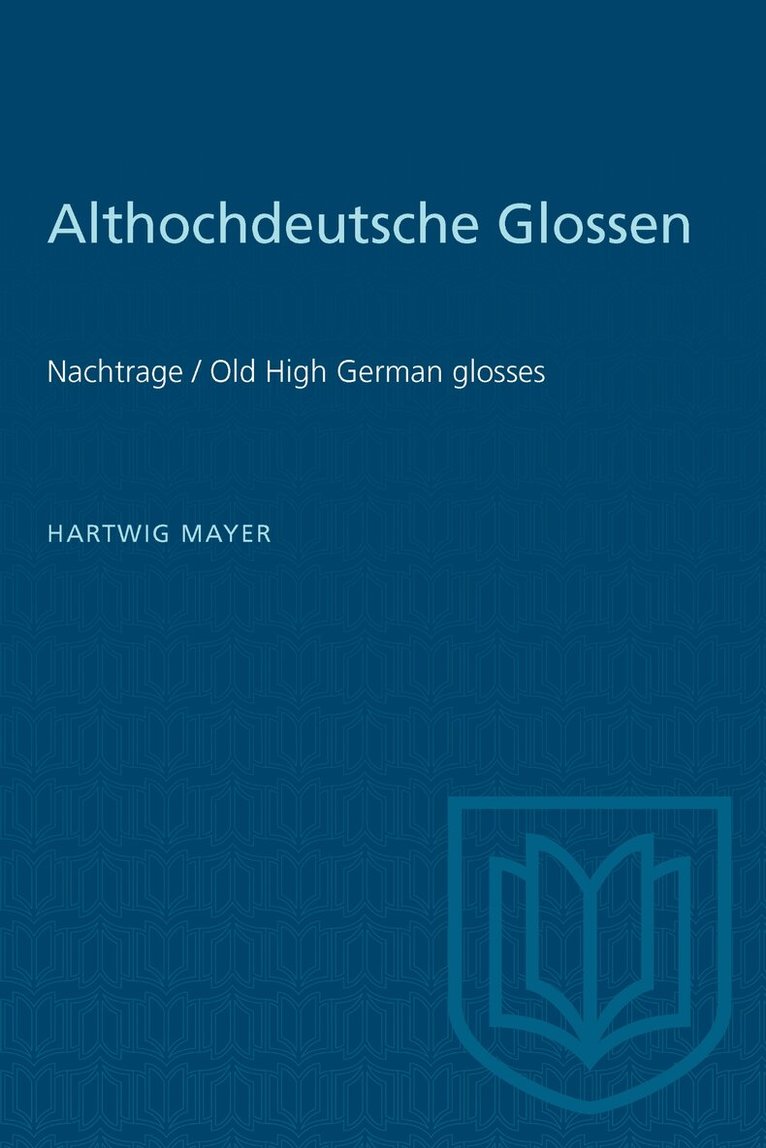 Hartwig Mayer - Althochdeutsche Glossen, E-bok