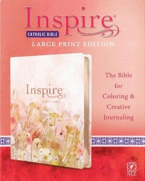 Tyndale - Inspire Catholic Bible NLT Large Print (Leatherlike, Pink Fields with Rose Gold), Inbunden
