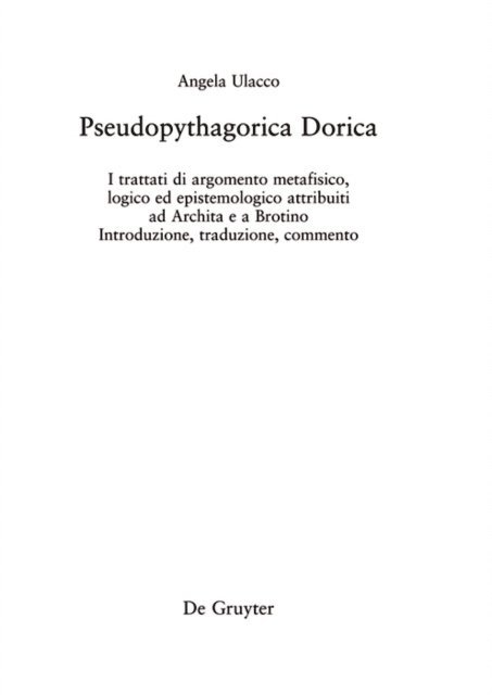 Angela Ulacco - Pseudopythagorica Dorica, E-bok