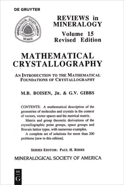 Gerald V. Gibbs, Monte B. Boisen - Mathematical Crystallography, E-bok