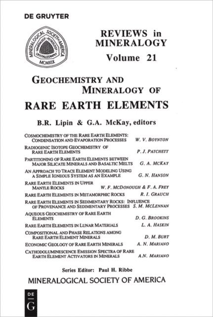G.A. McKay, Bruce R. Lipin - Geochemistry and Mineralogy of Rare Earth Elements, E-bok