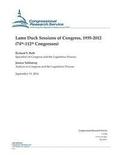 Lame Duck Sessions of Congress, 1935-2012 (74th-112th Congresses)
