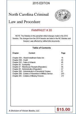 Tony Rivers Sr - North Carolina Criminal Law and Procedure-Pamphlet 20, Häftad. Tillgänglighet: Lägg i varukorg
