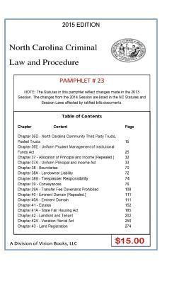 Tony Rivers Sr - North Carolina Criminal Law and Procedure-Pamphlet 23, Häftad. Tillgänglighet: Lägg i varukorg