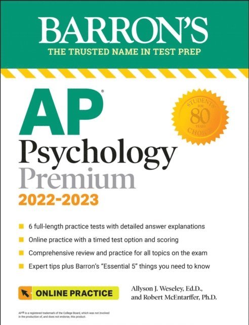 Robert McEntarffer, Allyson J. Weseley - AP Psychology Premium, 2022-2023: Comprehensive Review with 6 Practice Tests + an Online Timed Test Option, E-bok