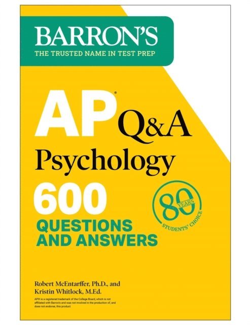 Kristin Whitlock, Robert McEntarffer - AP Q&A Psychology, Second Edition: 600 Questions and Answers, E-bok. Tillgänglighet: Lägg i varukorg
