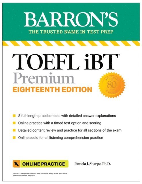 Pamela J. Sharpe - TOEFL iBT Premium with 8 Practice Tests + Online Audio, Eighteenth Edition, E-bok