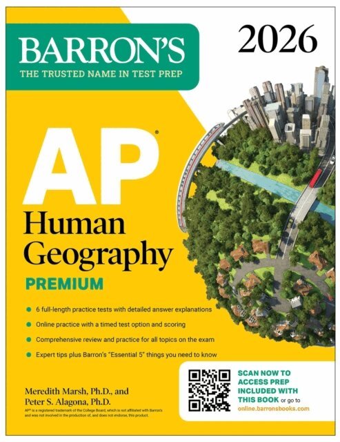Peter S. Alagona, Meredith Marsh - AP Human Geography Premium, 2026: Prep Book with 6 Practice Tests+ Comprehensive Review + Online Practice, E-bok