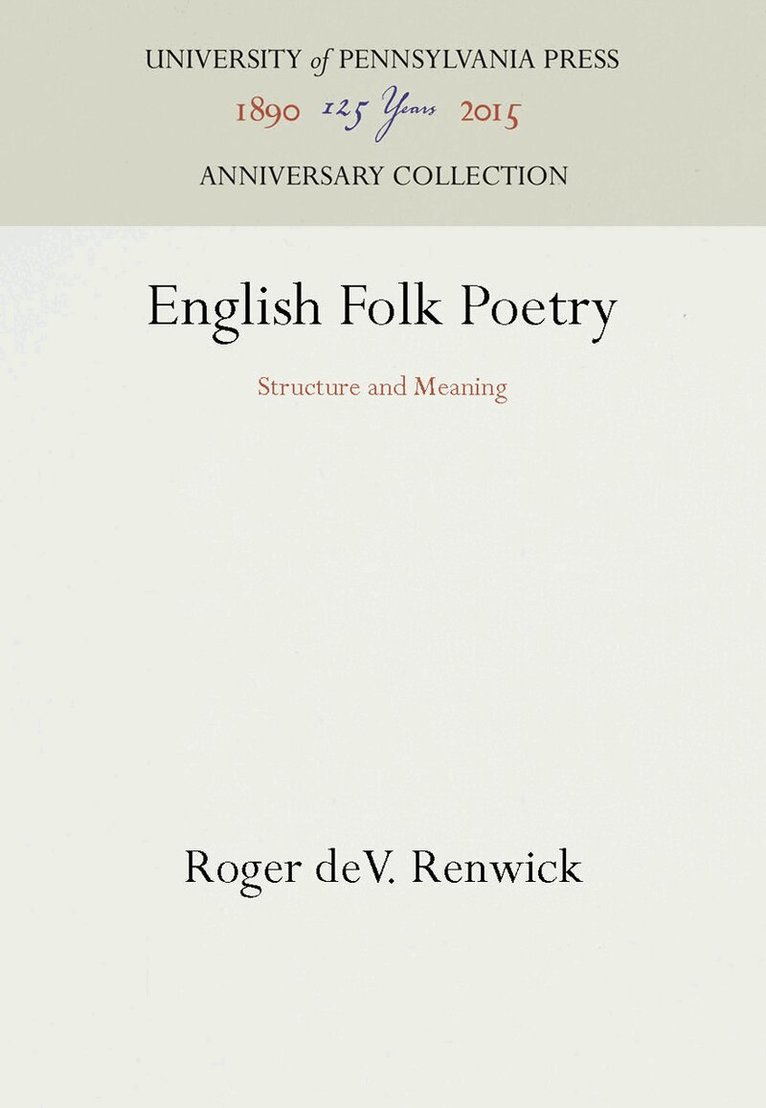 Roger deV. Renwick - English Folk Poetry, E-bok