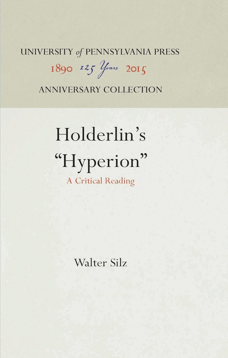 Walter Silz - Hölderlin's "Hyperion", E-bok
