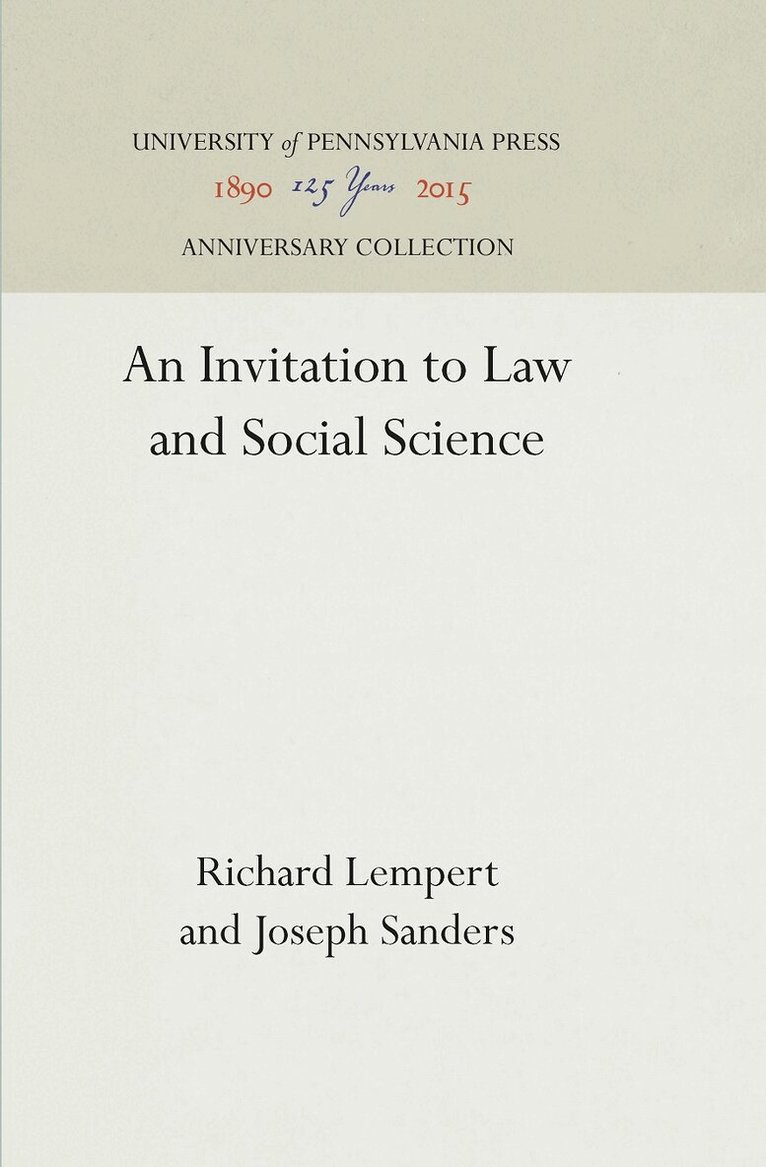 Richard Lempert, Joseph Sanders - Invitation to Law and Social Science, E-bok