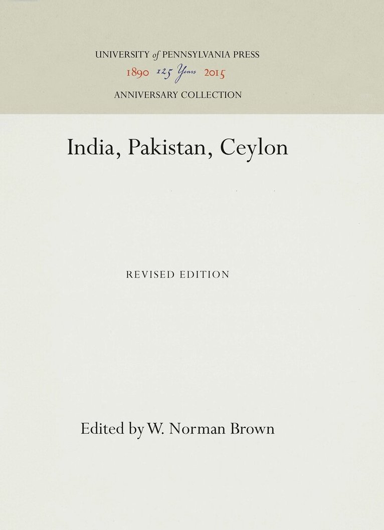 W. Norman Brown - India, Pakistan, Ceylon, E-bok